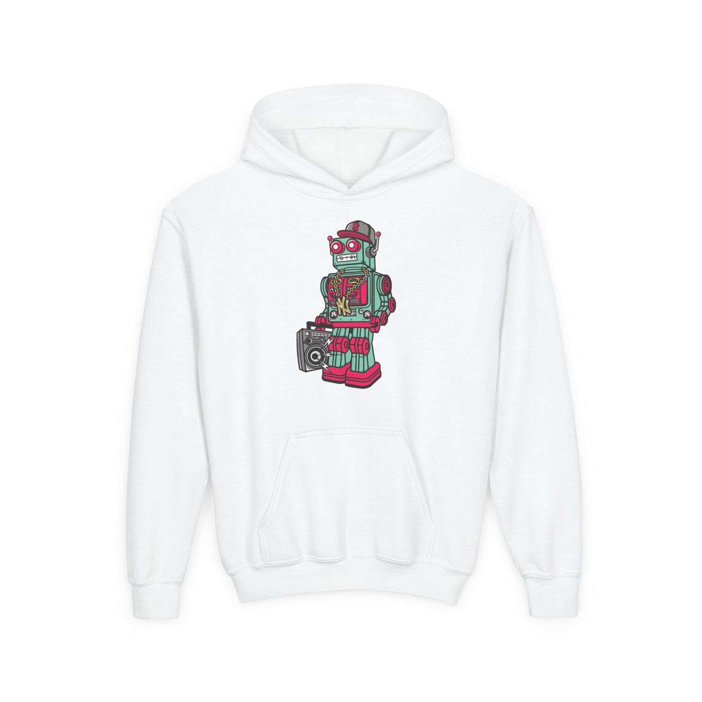 Retro Robot Youth Hoodie for Boys - Fun & Quirky Sweatshirt for Kids