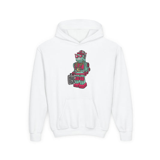 Retro Robot Youth Hoodie for Boys - Fun & Quirky Sweatshirt for Kids