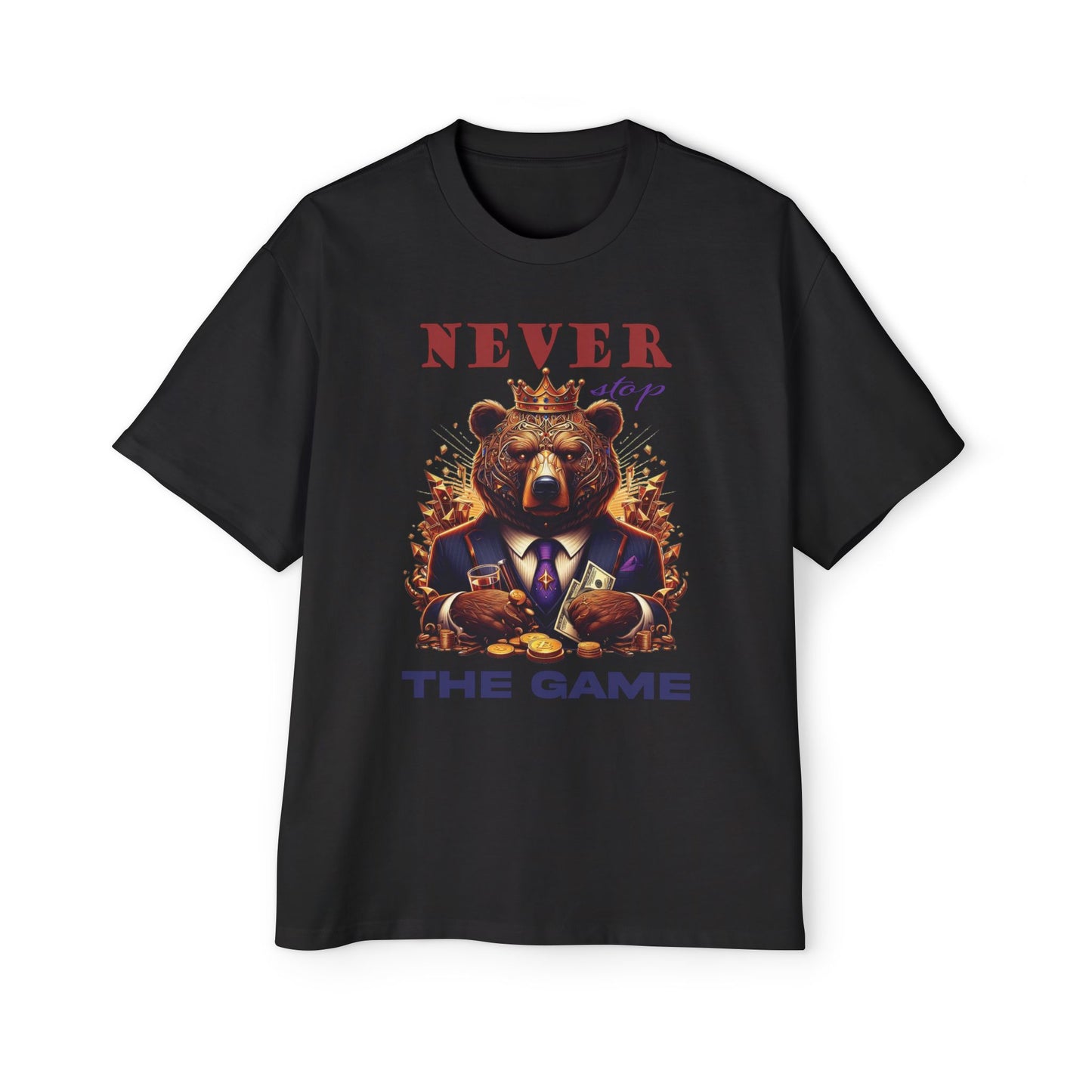 Stylish Men's Oversized Tee - "Never Stop The Game" Graphic T-shirt