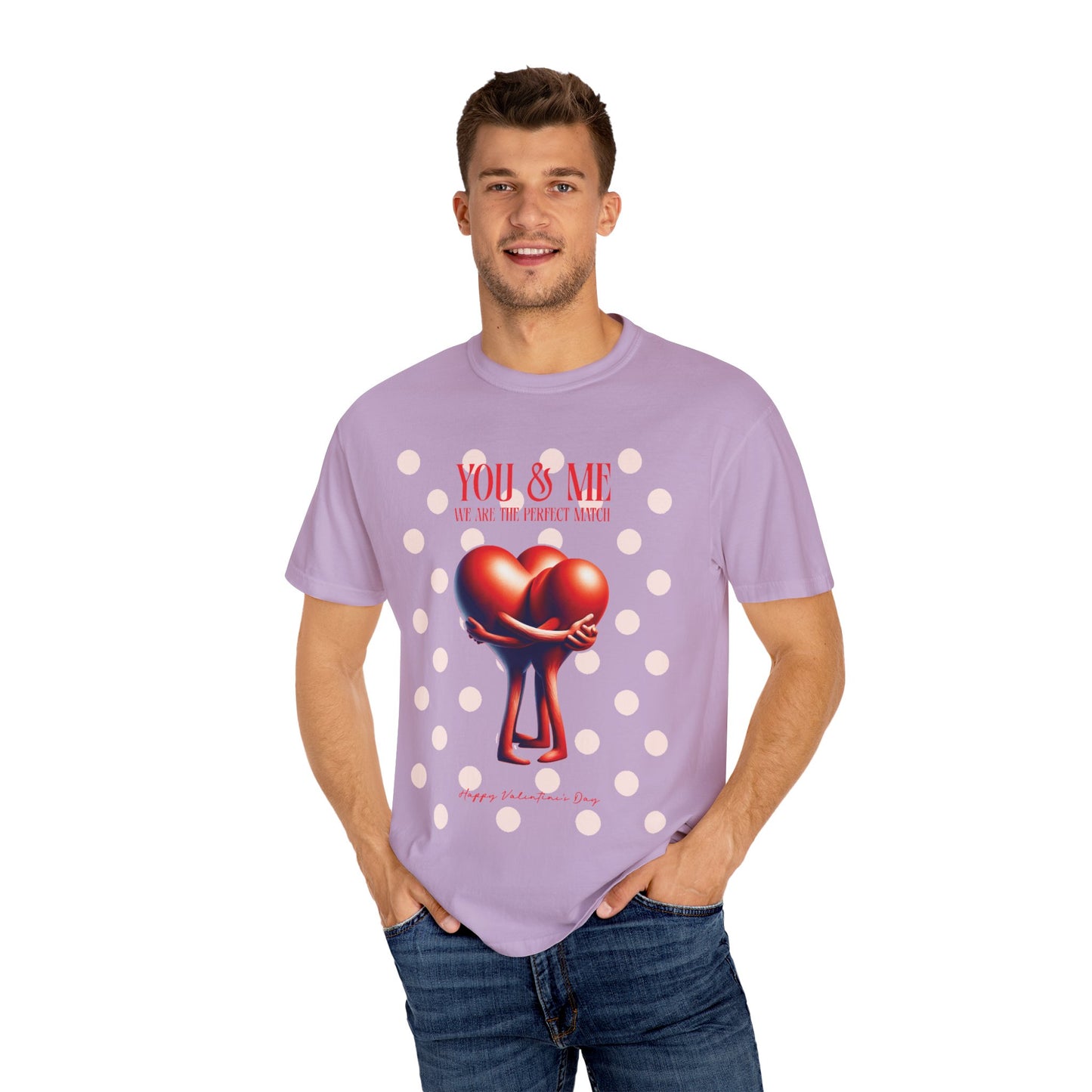 Women Garment-Dyed T-Shirt - 'We Are The Perfect Match' - Valentine's Day