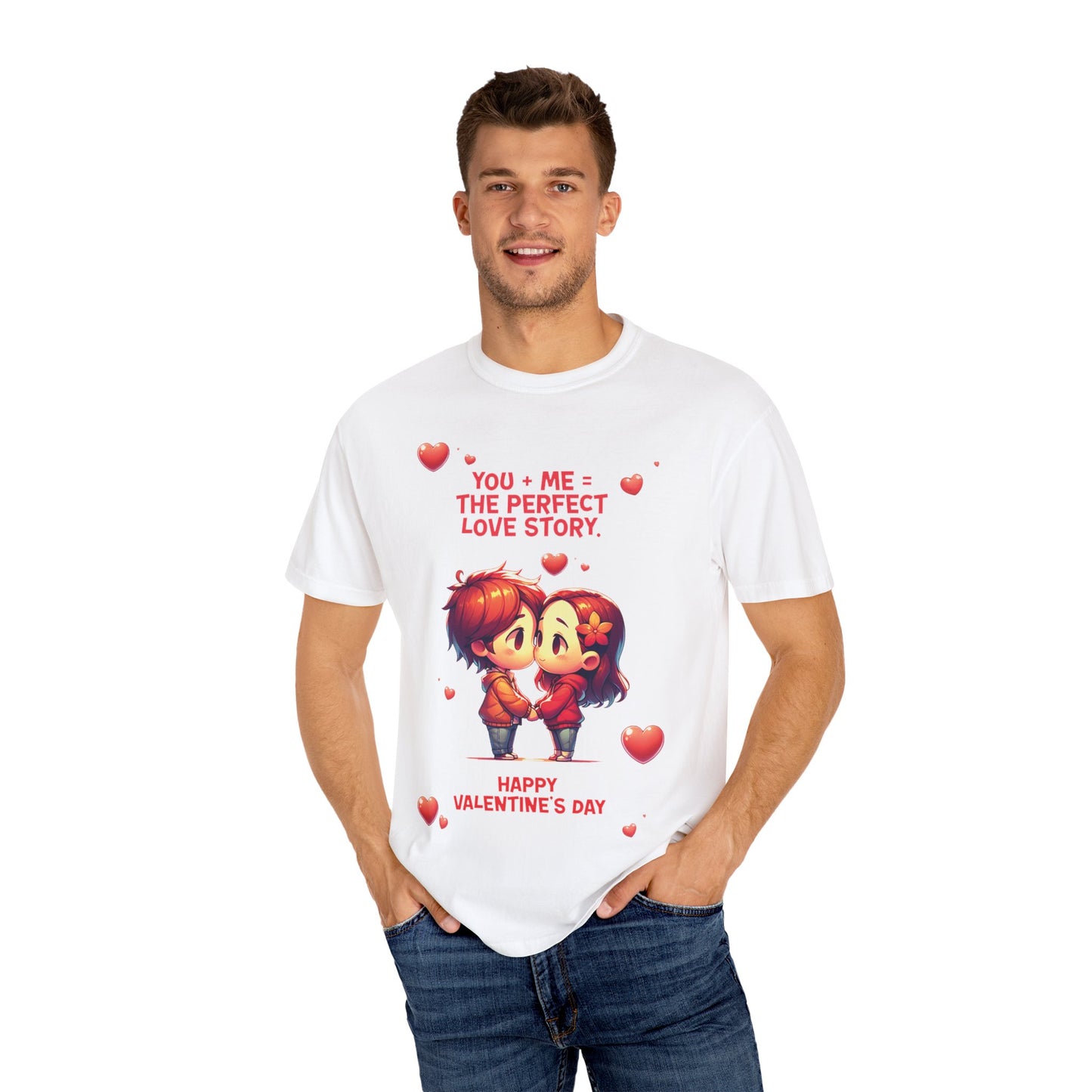 Unisex Garment-Dyed T-Shirt - 'Perfect Story Love' - Valentine's Day