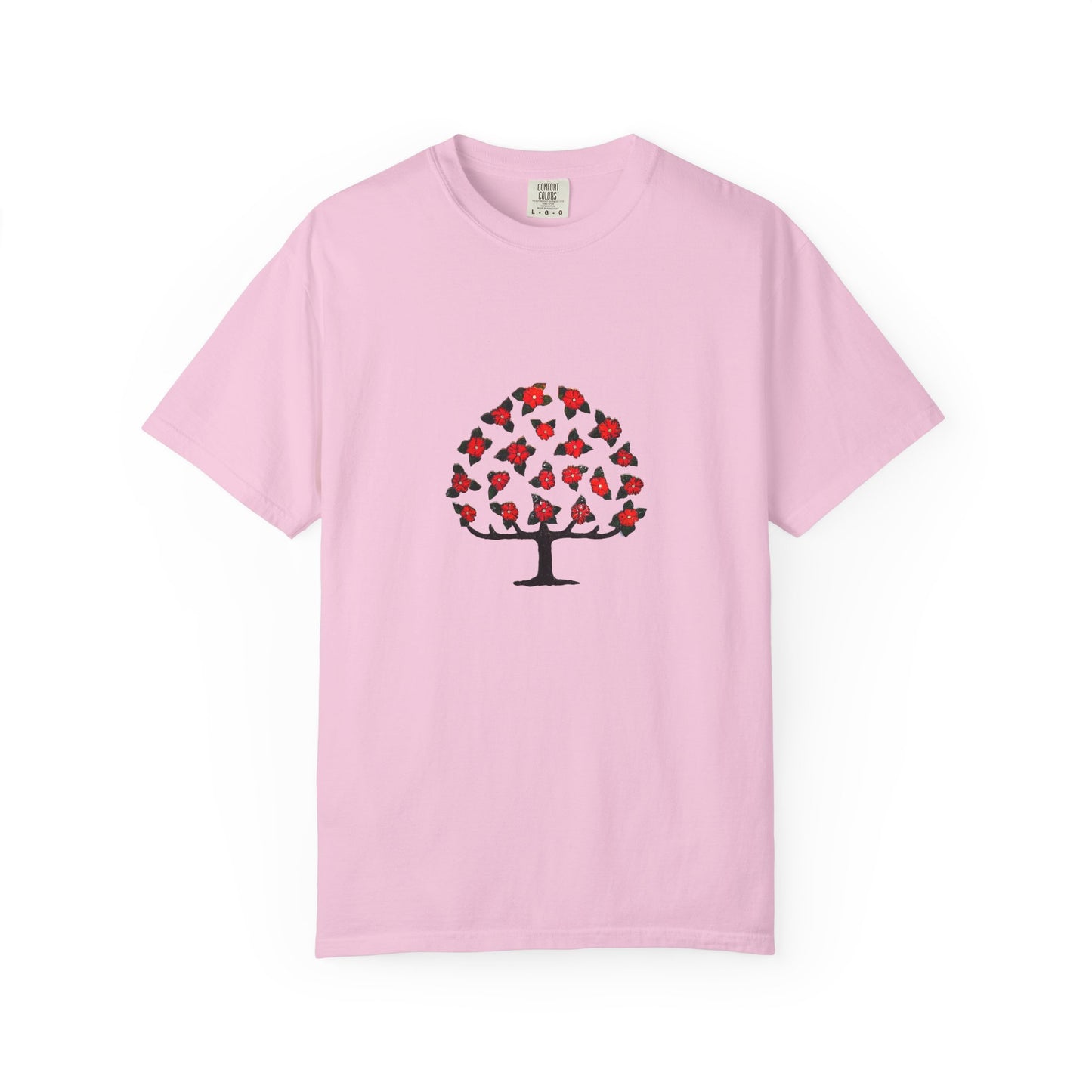 Unisex Garment-Dyed T-Shirt with Blooming Tree Design - Eco-Friendly Fashion