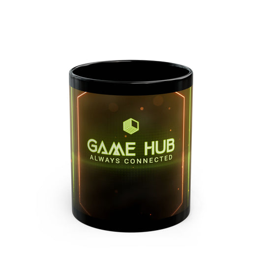 Game Hub Black Coffee Mug 11oz & 15oz – Perfect for Gaming Enthusiasts