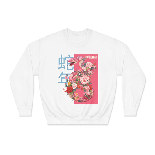 Women's Crewneck Sweatshirt - Snake Year Floral Design