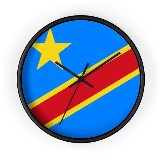 Vibrant Congolese Flag Wall Clock – Modern Decor for Home & Office