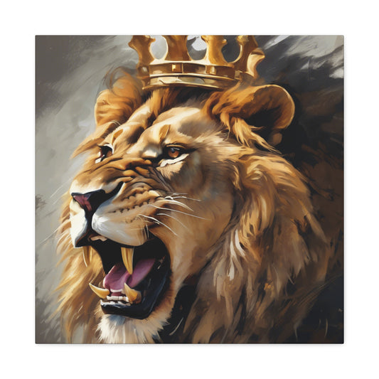 Lion Crown Canvas Art - Royal King Decor for Animal Lovers