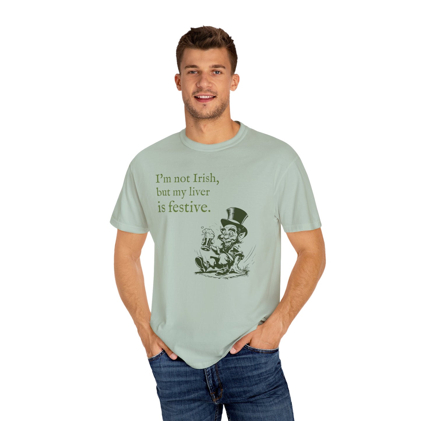 Funny St. Patrick's Day Men's T-Shirt - "I’m not Irish, but my liver is festive"