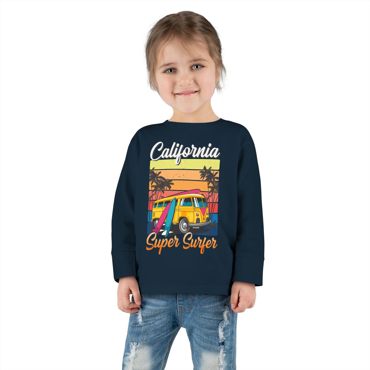 Toddler Long Sleeve Tee California Super Surfer Fun Beach Vibes