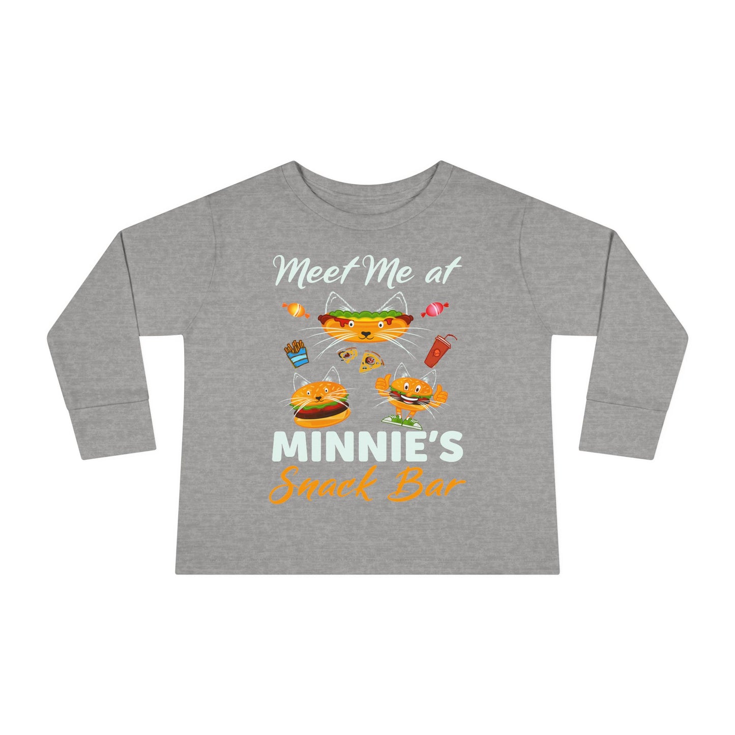 Toddler Long Sleeve Tee - "Meet Me at Minnie's Snack Bar" Cute Cat Design