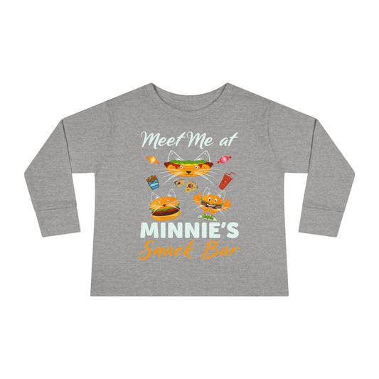 Toddler Long Sleeve Tee - "Meet Me at Minnie's Snack Bar" Cute Cat Design