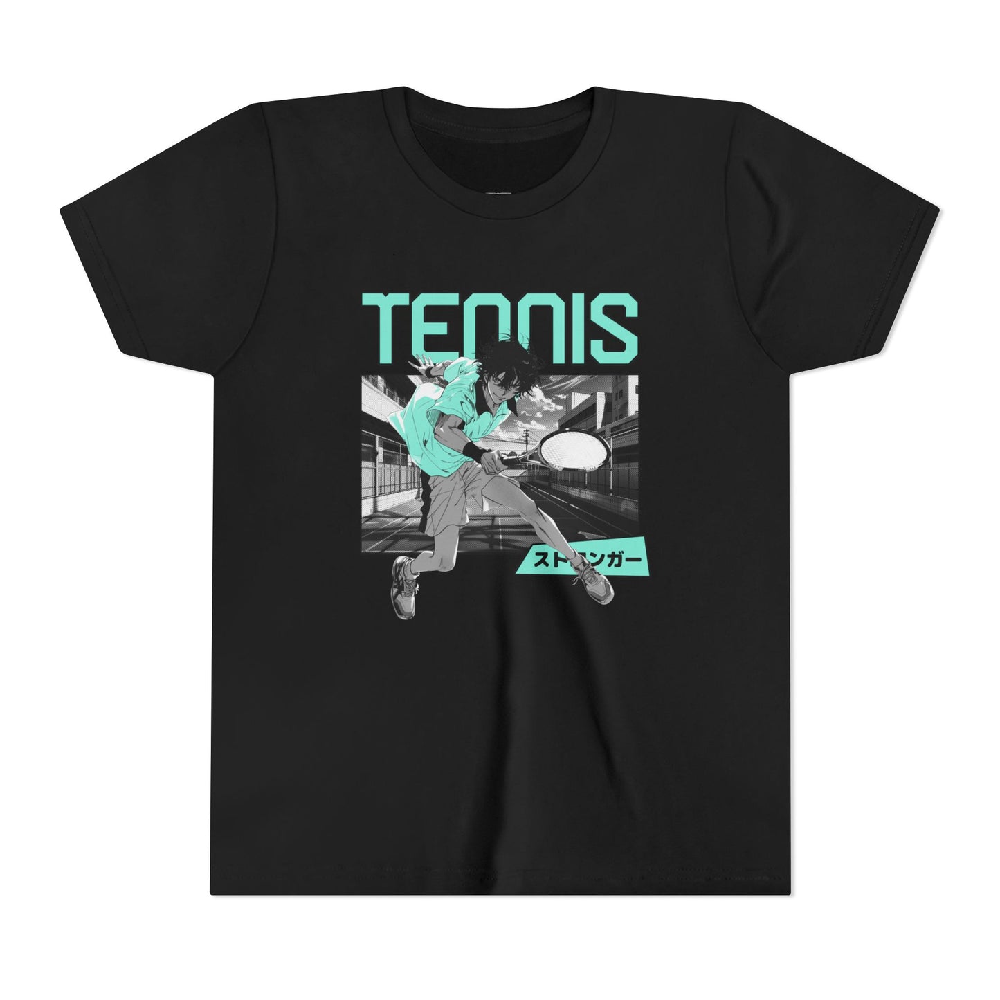 Youth Anime Tennis Short Sleeve Tee – Cool Graphic Sport Tee for Kids