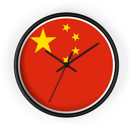 Chinese Flag Wall Clock - Vibrant Red & Yellow Home Decor