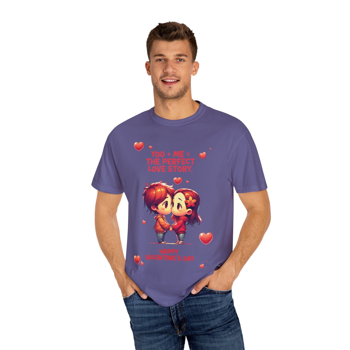 Unisex Garment-Dyed T-Shirt - 'Perfect Story Love' - Valentine's Day