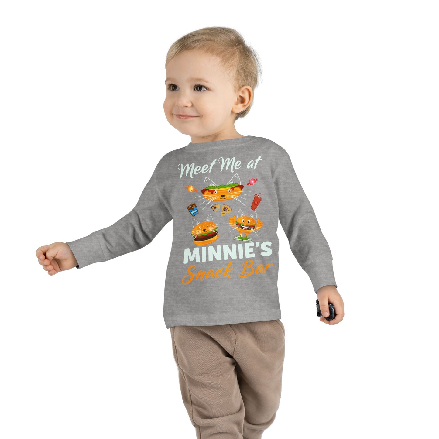 Toddler Long Sleeve Tee - "Meet Me at Minnie's Snack Bar" Cute Cat Design
