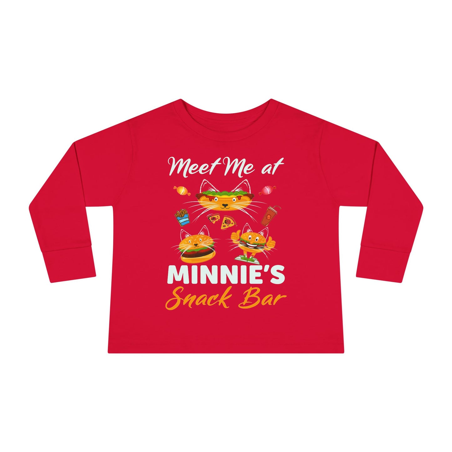 Toddler Long Sleeve Tee - "Meet Me at Minnie's Snack Bar" Cute Cat Design