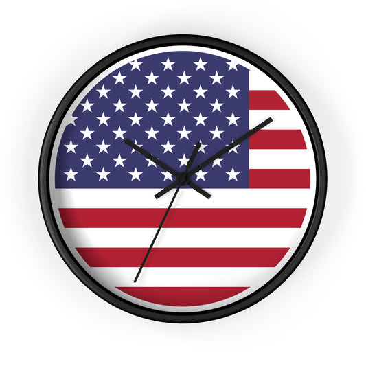 Patriotic American Flag Wall Clock - Distressed Vintage Design