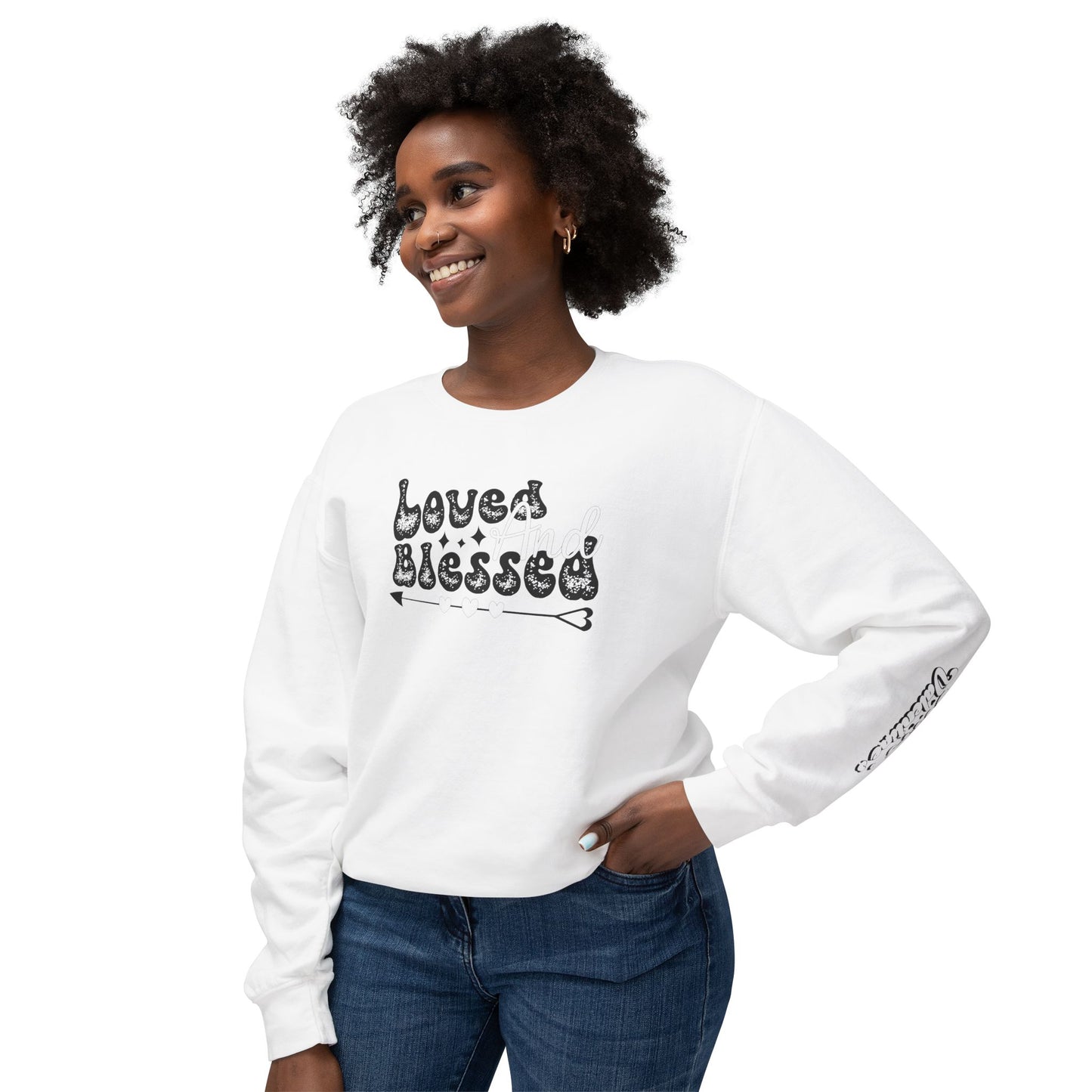 Women Sweatshirt Love And Blessed - Perfect for Valentine's Day Outfit