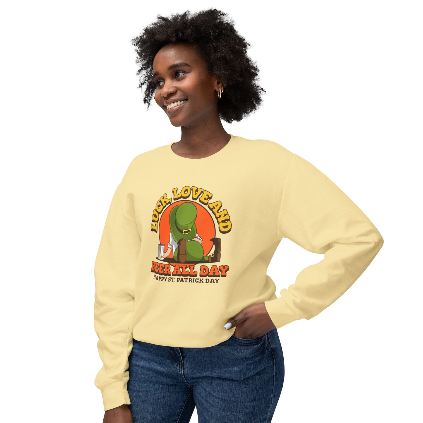 St. Patrick's Day Men's Sweatshirt - 'Luck, Love, and Beer All Day'