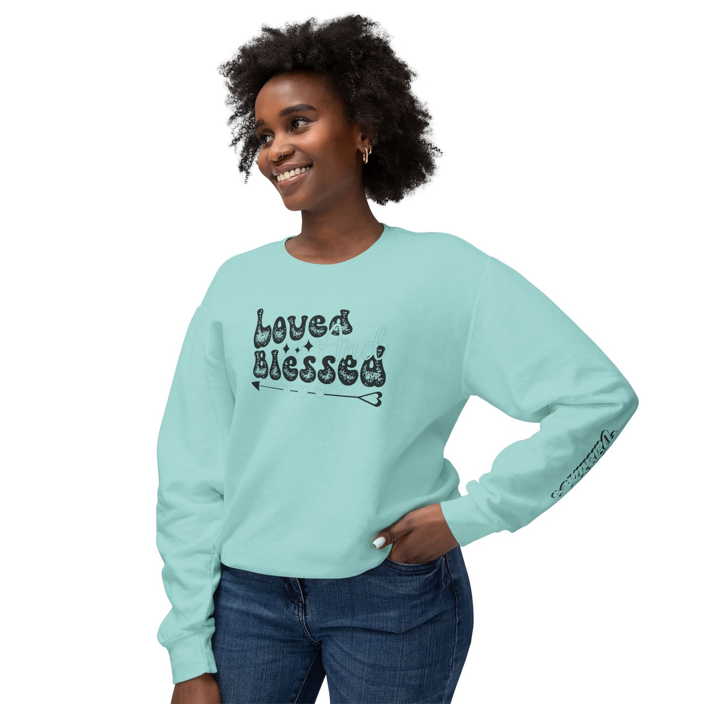 Women Sweatshirt Love And Blessed - Perfect for Valentine's Day Outfit