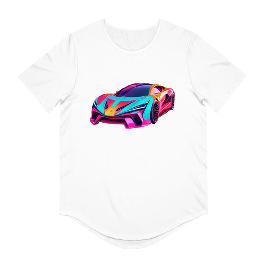 Men's Jersey Curved Hem Tee - Colorful Sports Car Design