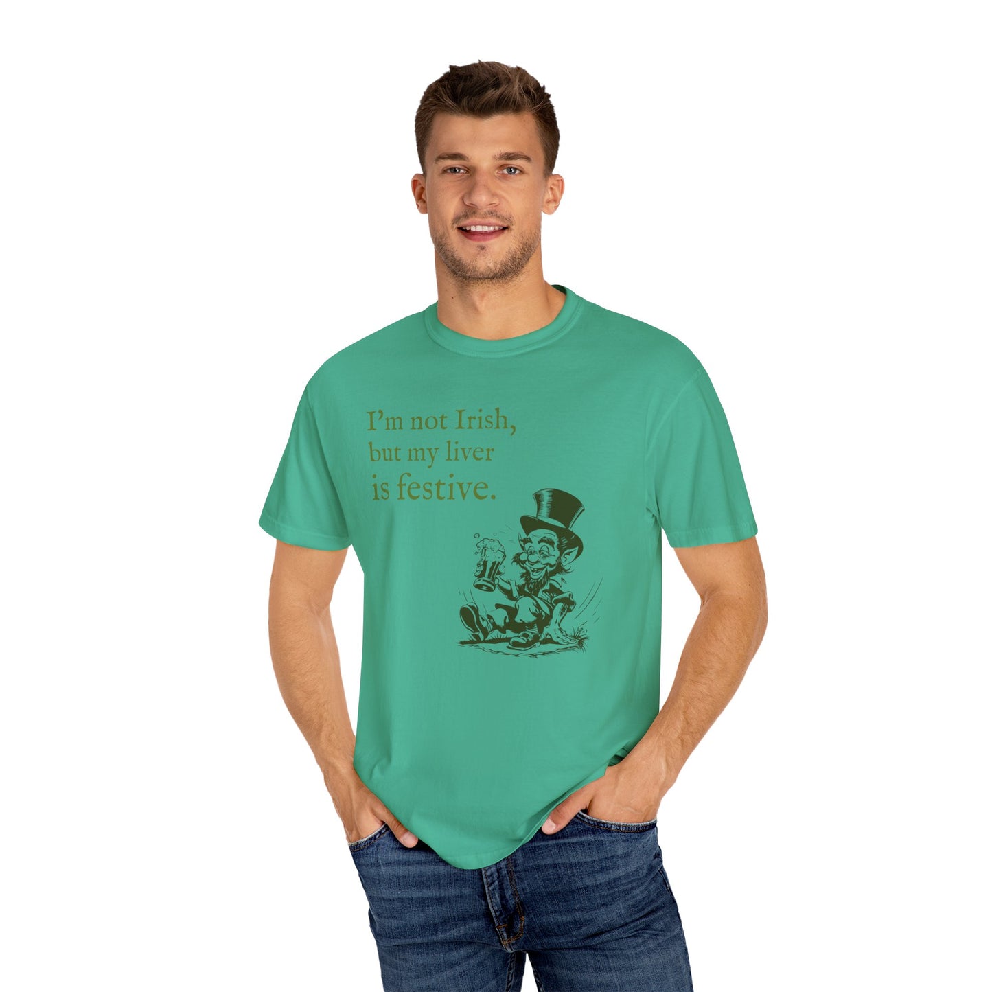 Funny St. Patrick's Day Men's T-Shirt - "I’m not Irish, but my liver is festive"