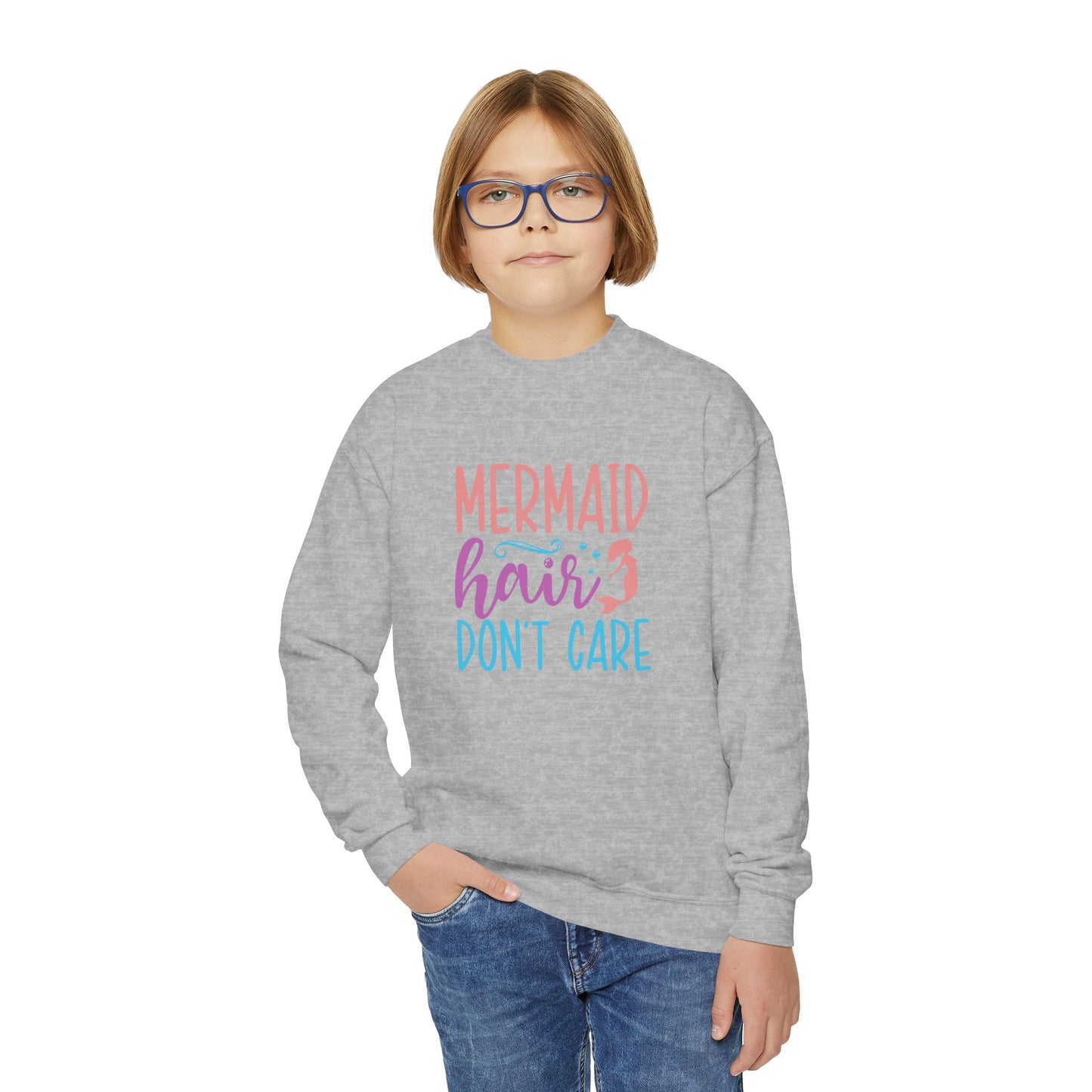 Youth Sweatshirt For Girls Mermaid Hair Don't Care