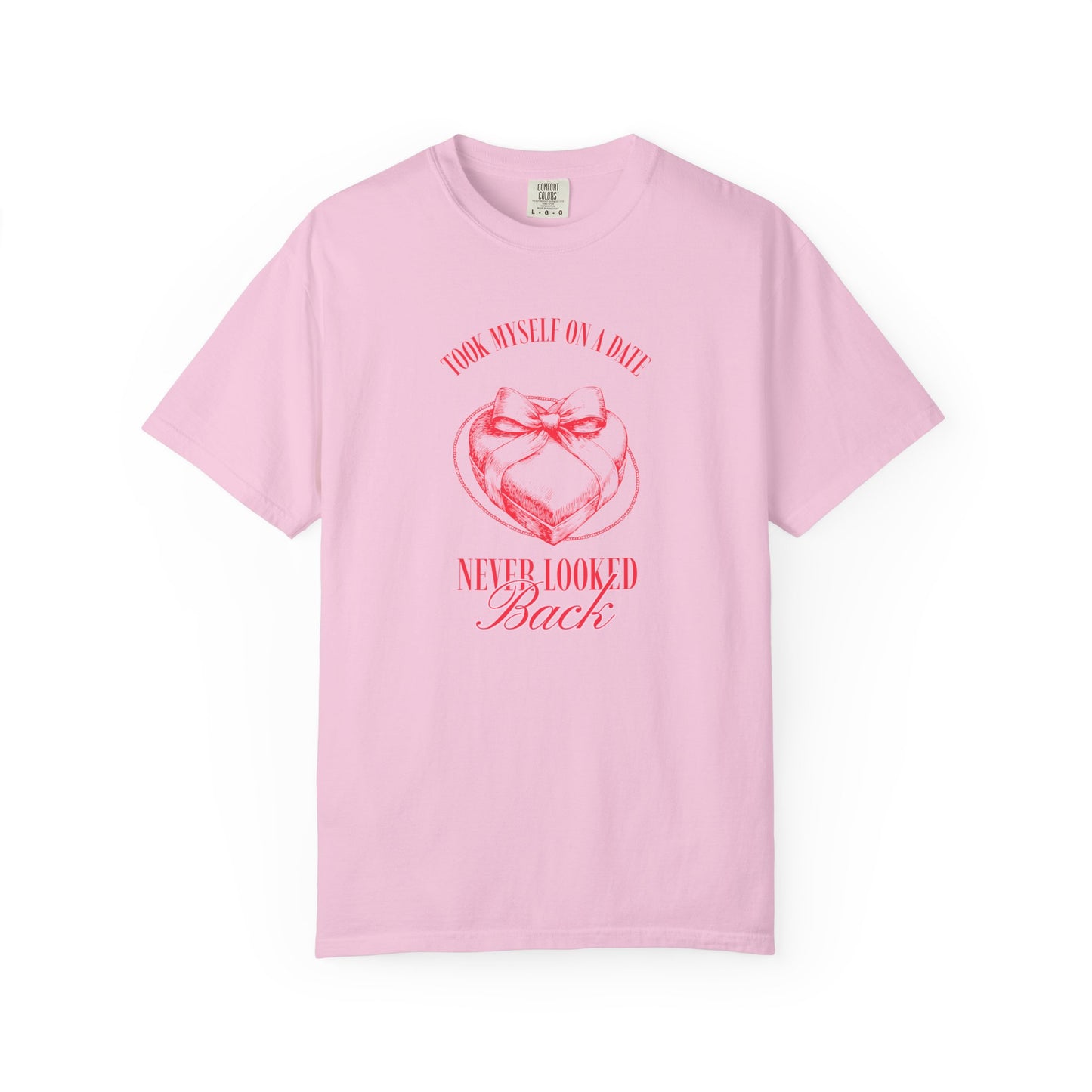 Men Garment-Dyed T-Shirt - 'Took Myself on a Date' - Valentine's Day