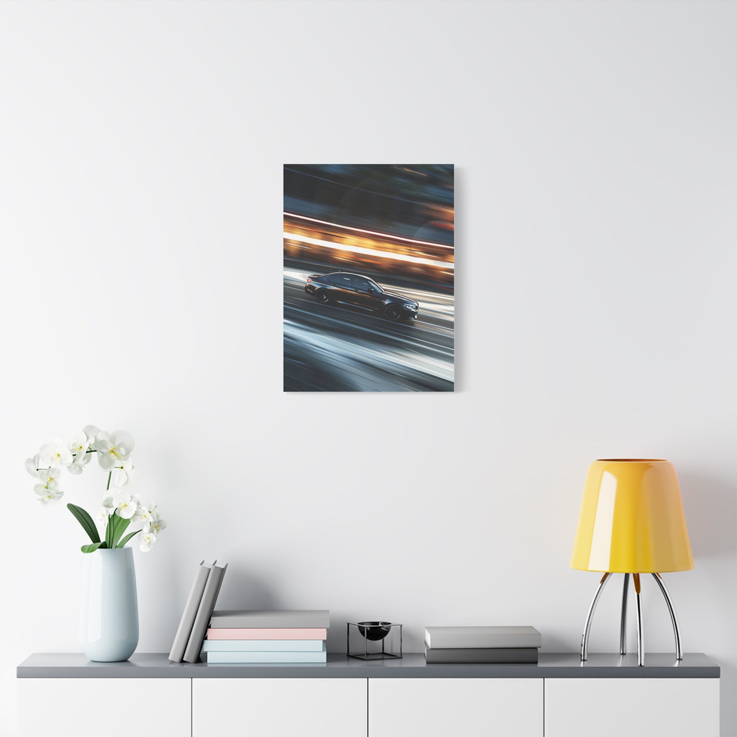 Dynamic Car Canvas Art - Modern Stretched Wall Decor for Auto Enthusiasts