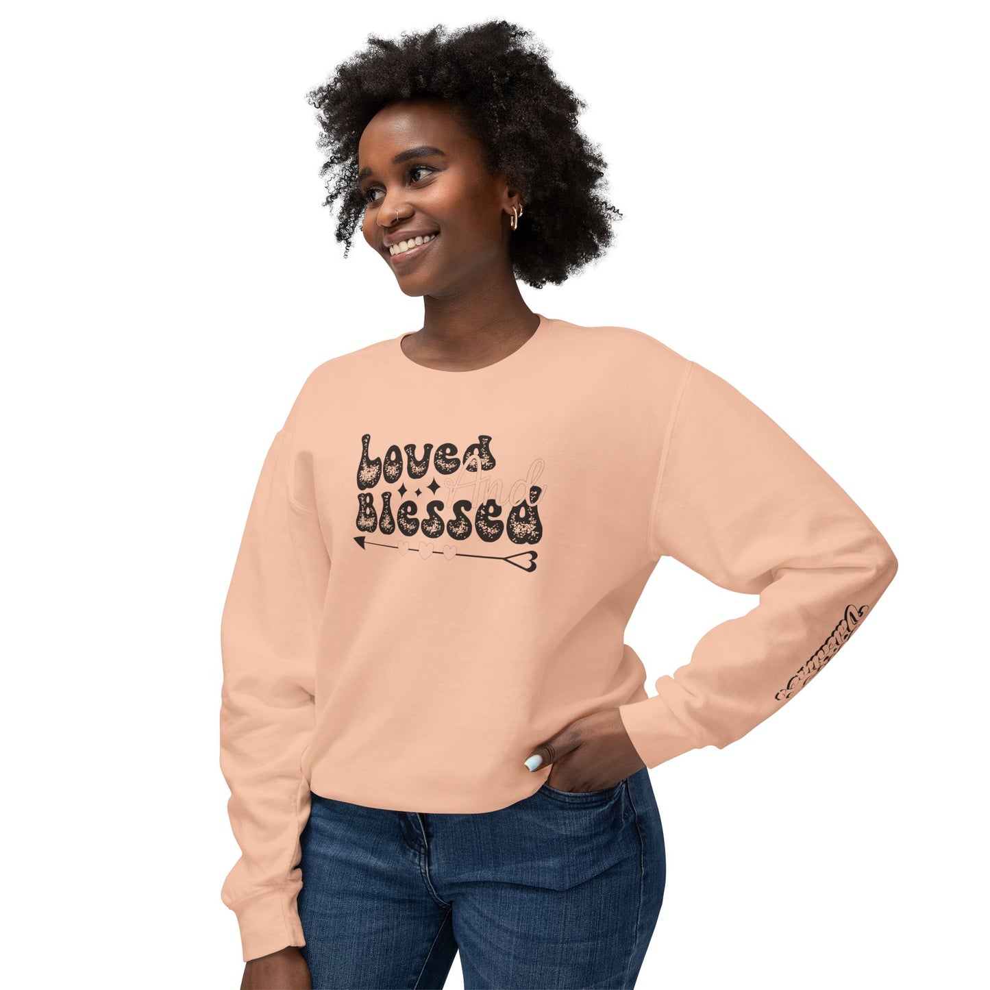 Women Sweatshirt Love And Blessed - Perfect for Valentine's Day Outfit