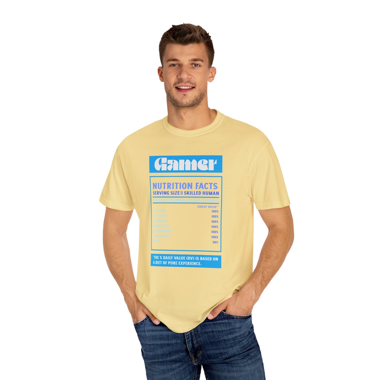 Gamer Nutrition Facts T-Shirt - Unisex Garment-Dyed Tee