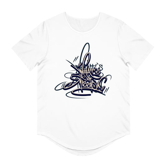 Graffiti Style Men's Curved Hem Tee - Streetwear Fashion