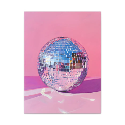 Vibrant Disco Ball Wall Art - Pink Canvas Print for Home Decor