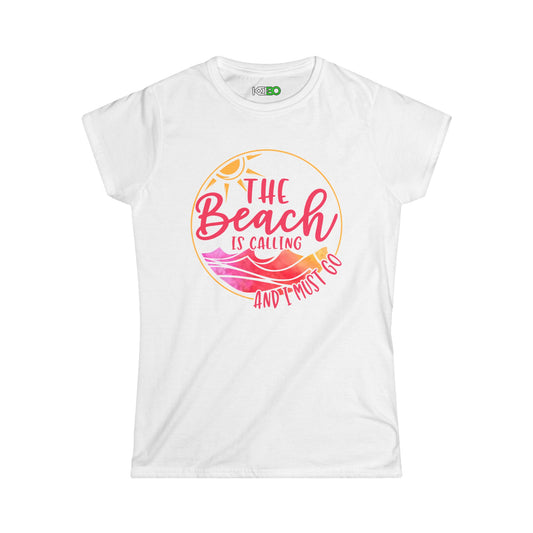 Women's Summer T-Shirt "The Beach is Calling" for Beach Lovers
