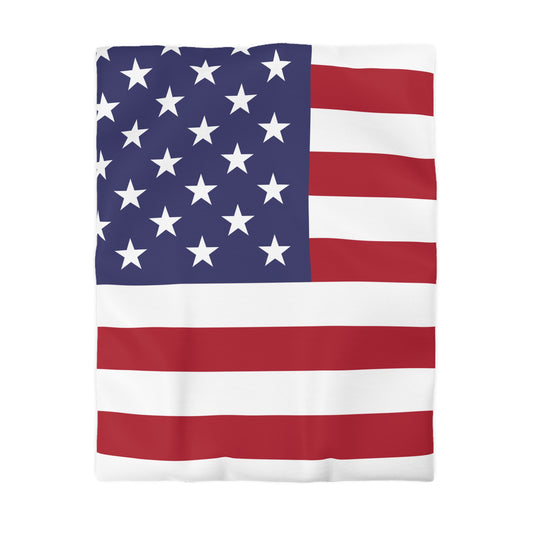 Patriotic Microfiber Duvet Cover - American Flag Design for Home Decor