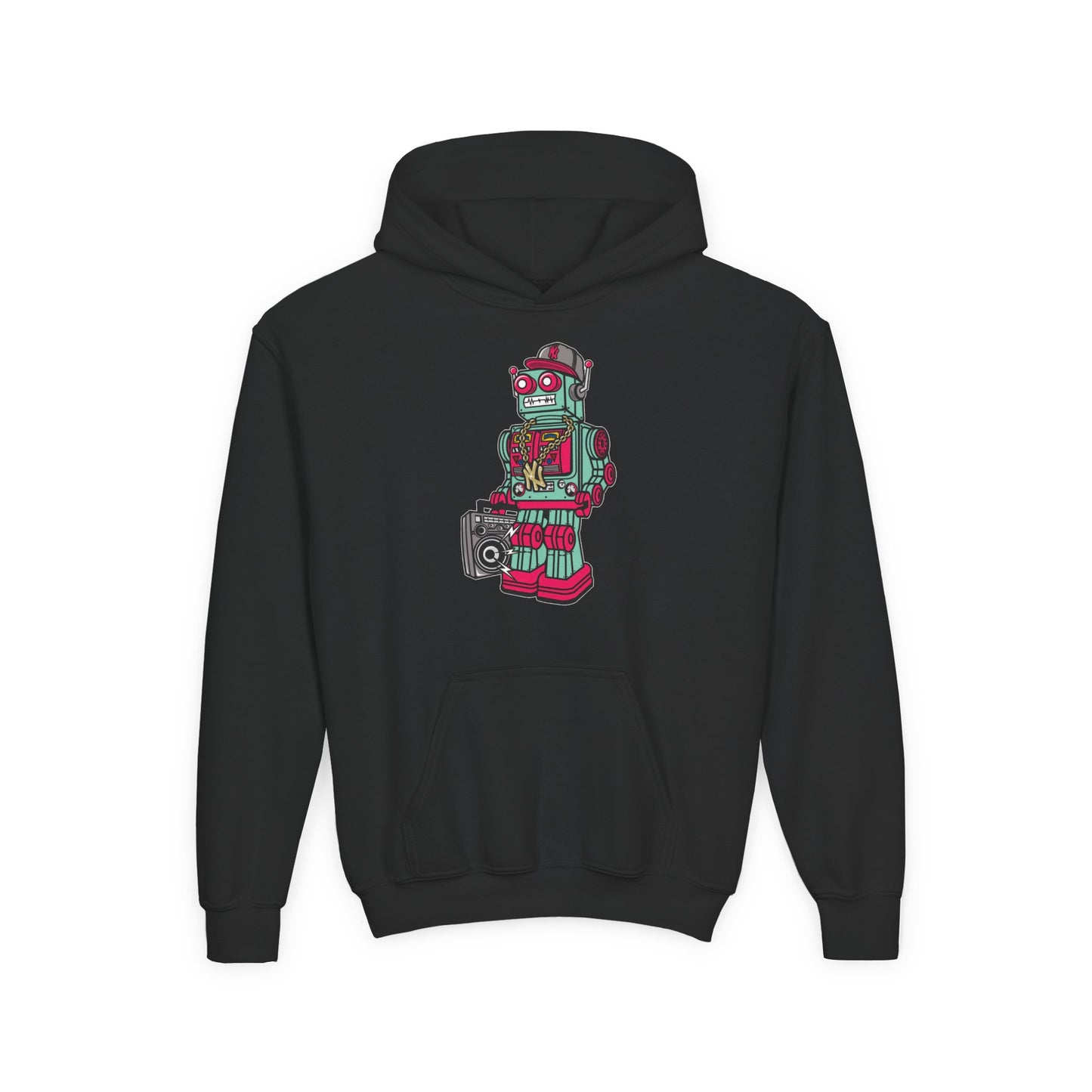 Retro Robot Youth Hoodie for Boys - Fun & Quirky Sweatshirt for Kids