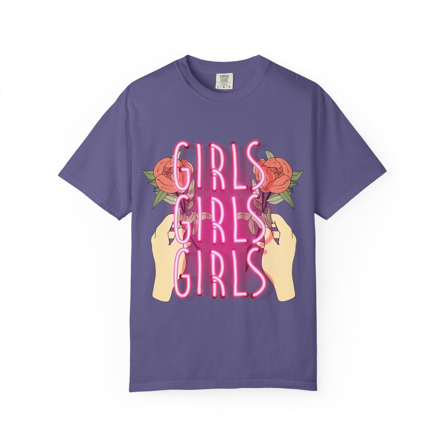 Women Fun Floral T-shirt Girls Girls Girls - Fun Design for Empowering Vibes