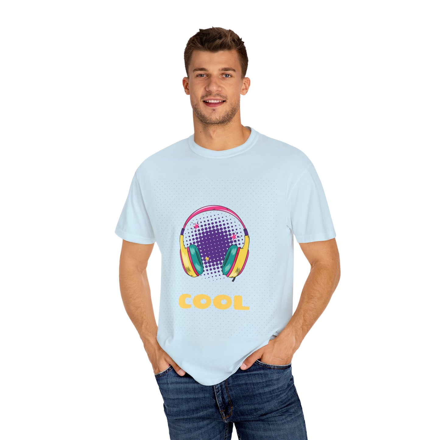 Cool Vibes Unisex Garment-Dyed T-Shirt with Headphones Graphic