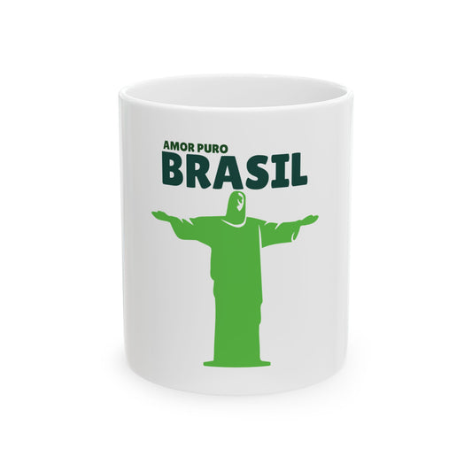 Brasil Amor Puro Ceramic Mug - 11oz Perfect for Coffee Lovers