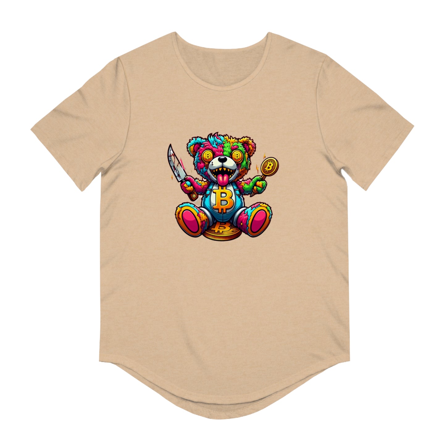 Cool Little Bear Graphic Men's Tee – Colorful Bear & Bitcoin Design