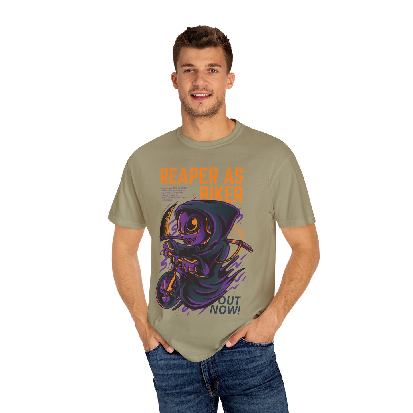 Reaper as Biker Men T-Shirt - Cool Graphic Tee for Bikers and Goth Enthusiasts