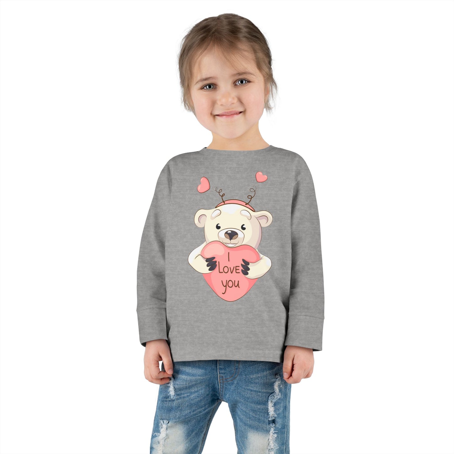 Toddler Long Sleeve Tee Cute Bear Love You
