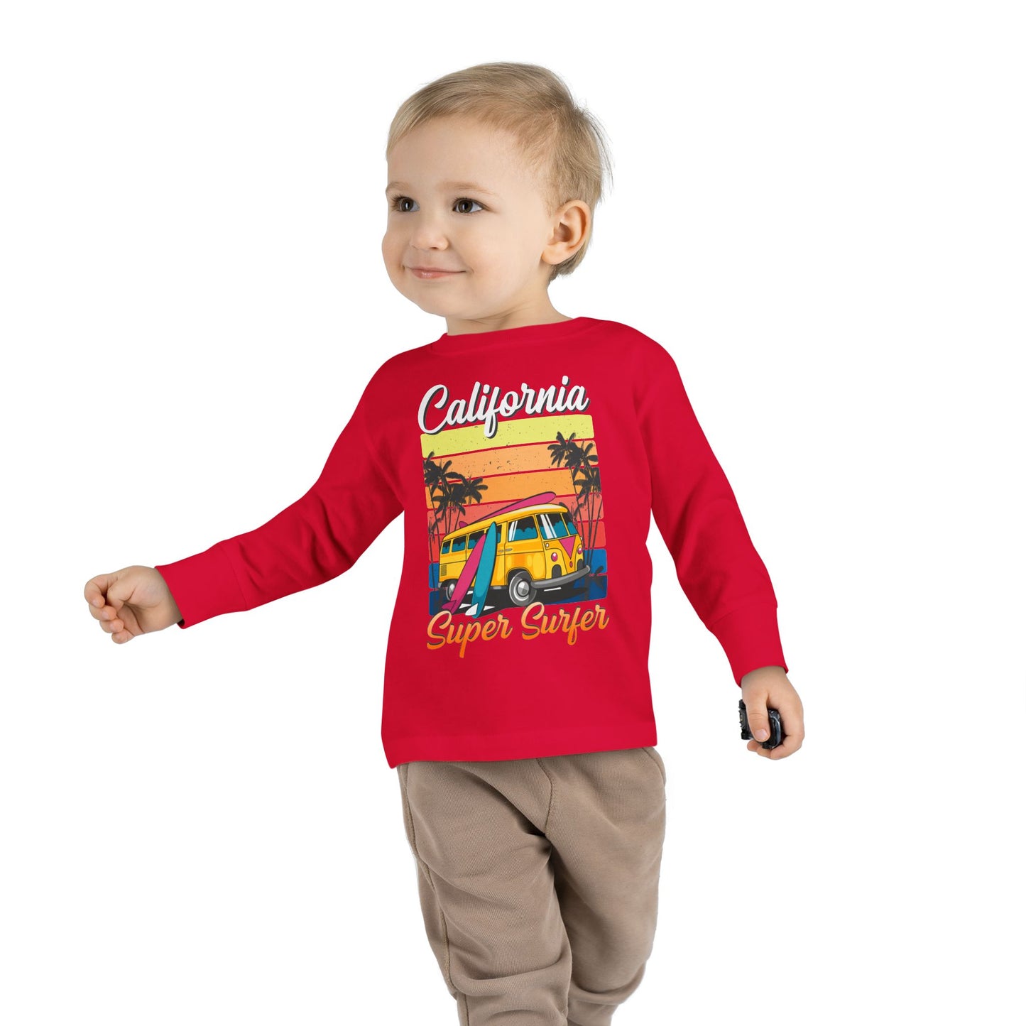 Toddler Long Sleeve Tee California Super Surfer Fun Beach Vibes