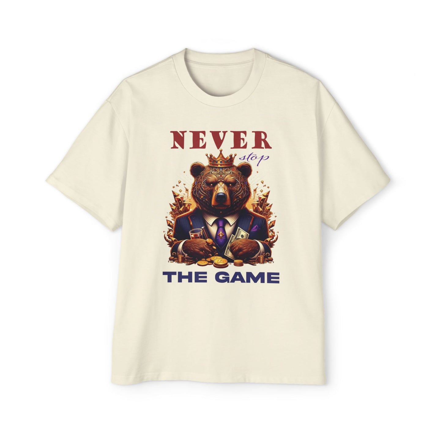 Stylish Men's Oversized Tee - "Never Stop The Game" Graphic T-shirt