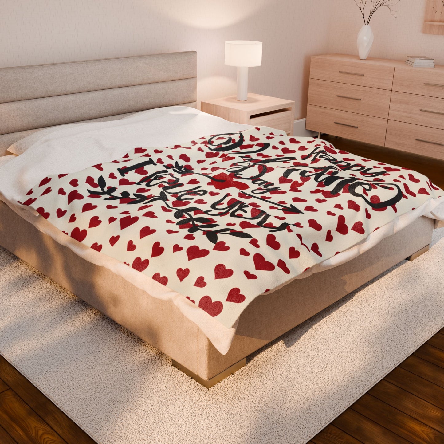 Valentine's Day Plush Blanket - 'I Love You' Heart Design