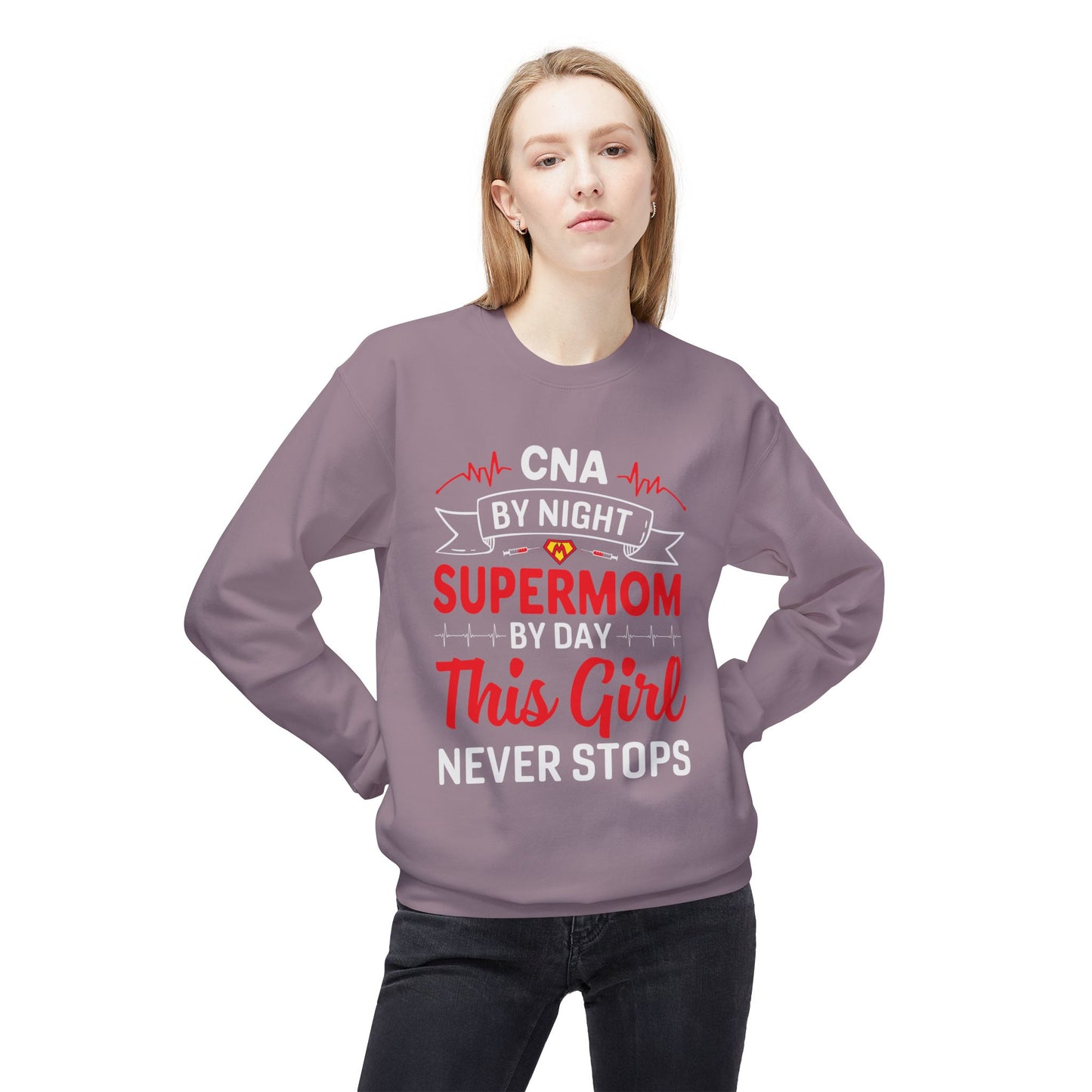Women's Fleece Sweatshirt – Supermom Nurse Graphic for Proud Moms