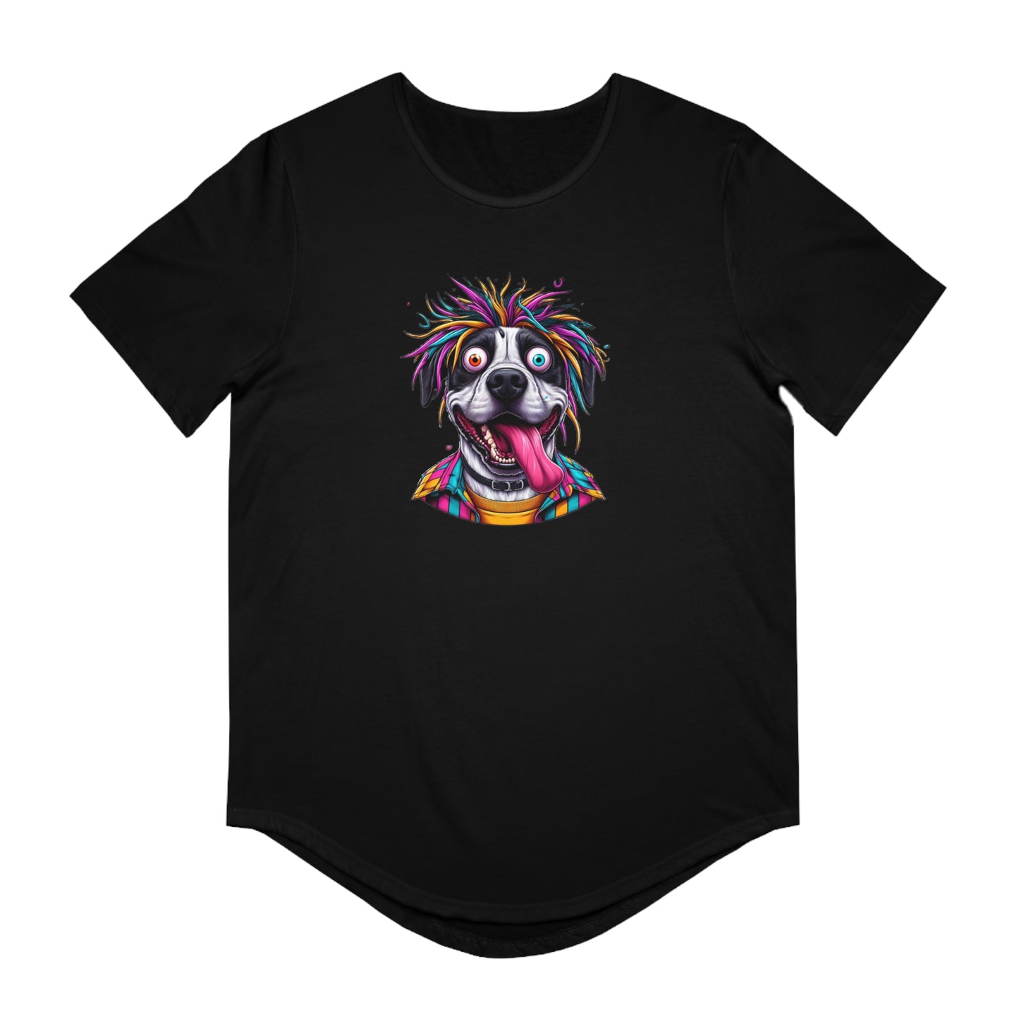 Funny Dog Graphic Curved Hem Tee for Men – Perfect for Dog Lovers