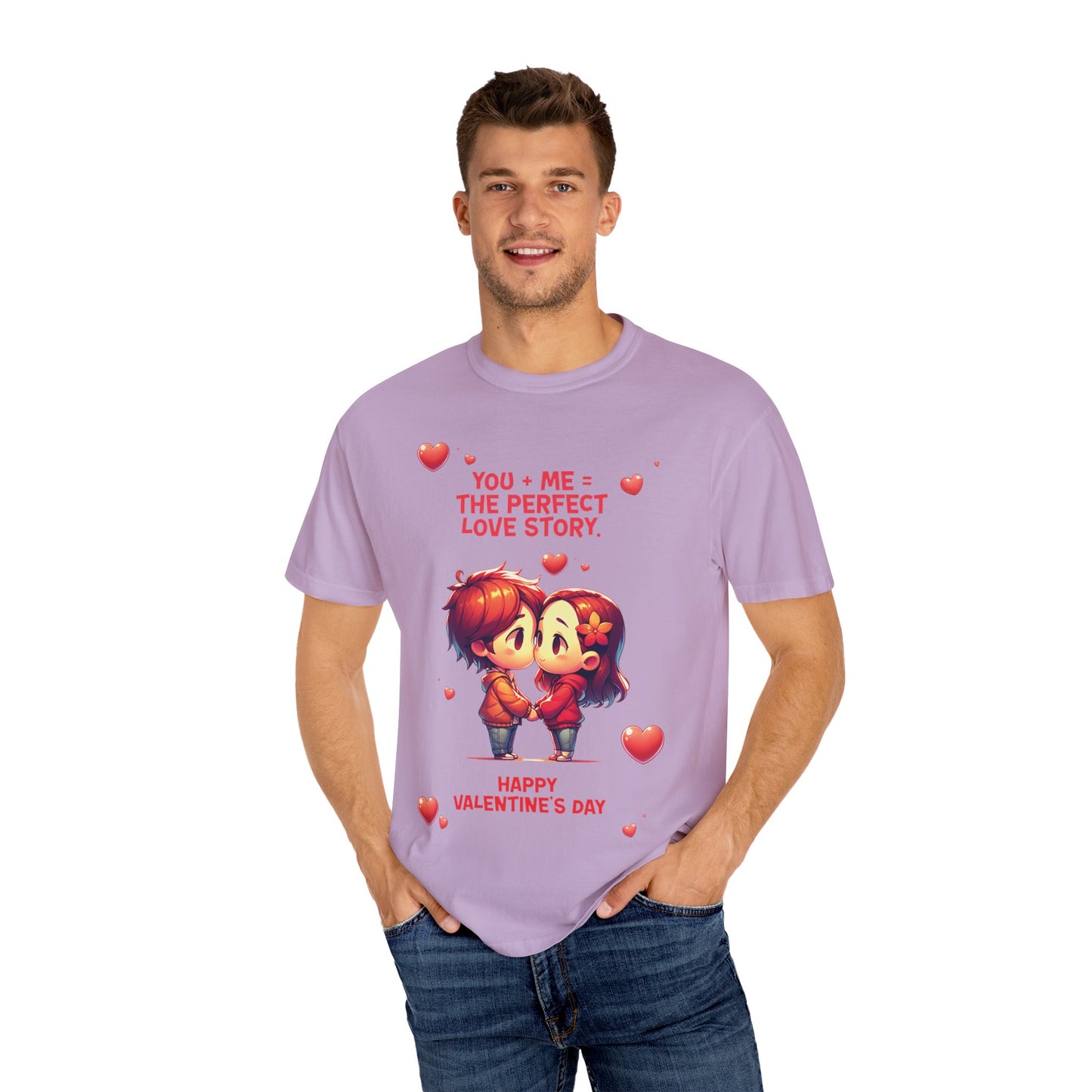 Unisex Garment-Dyed T-Shirt - 'Perfect Story Love' - Valentine's Day