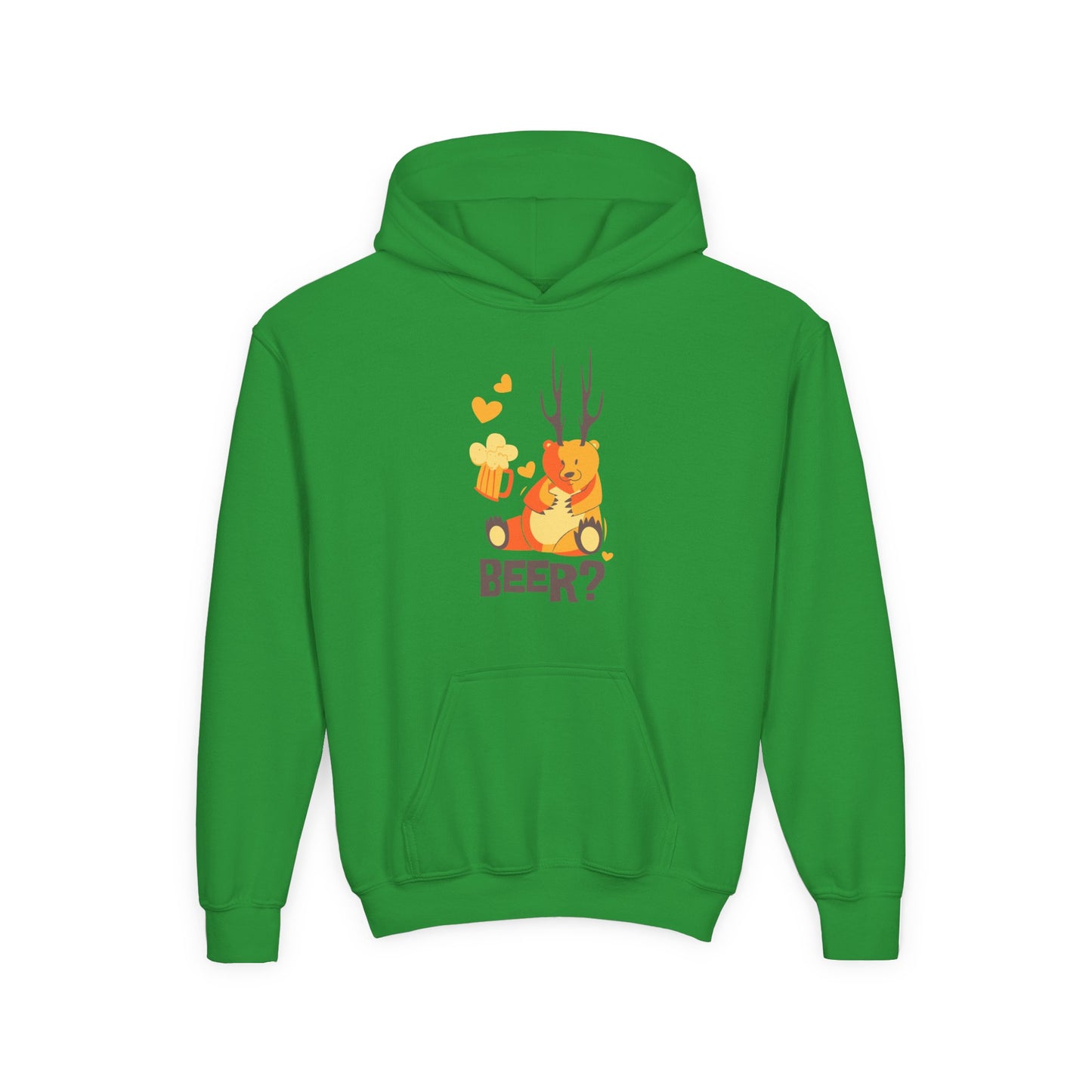 Youth Hoodie For Girls with Beer Bear - Fun and Cozy