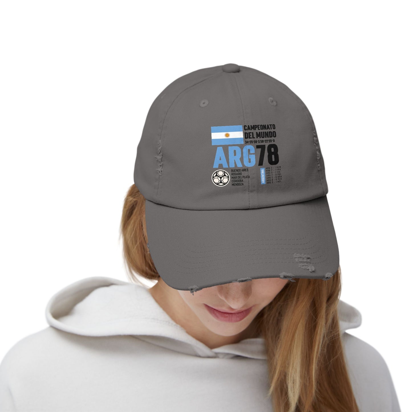 Unisex Distressed Cap Campionato Del Mundo ARG78 Vintage Style Hat