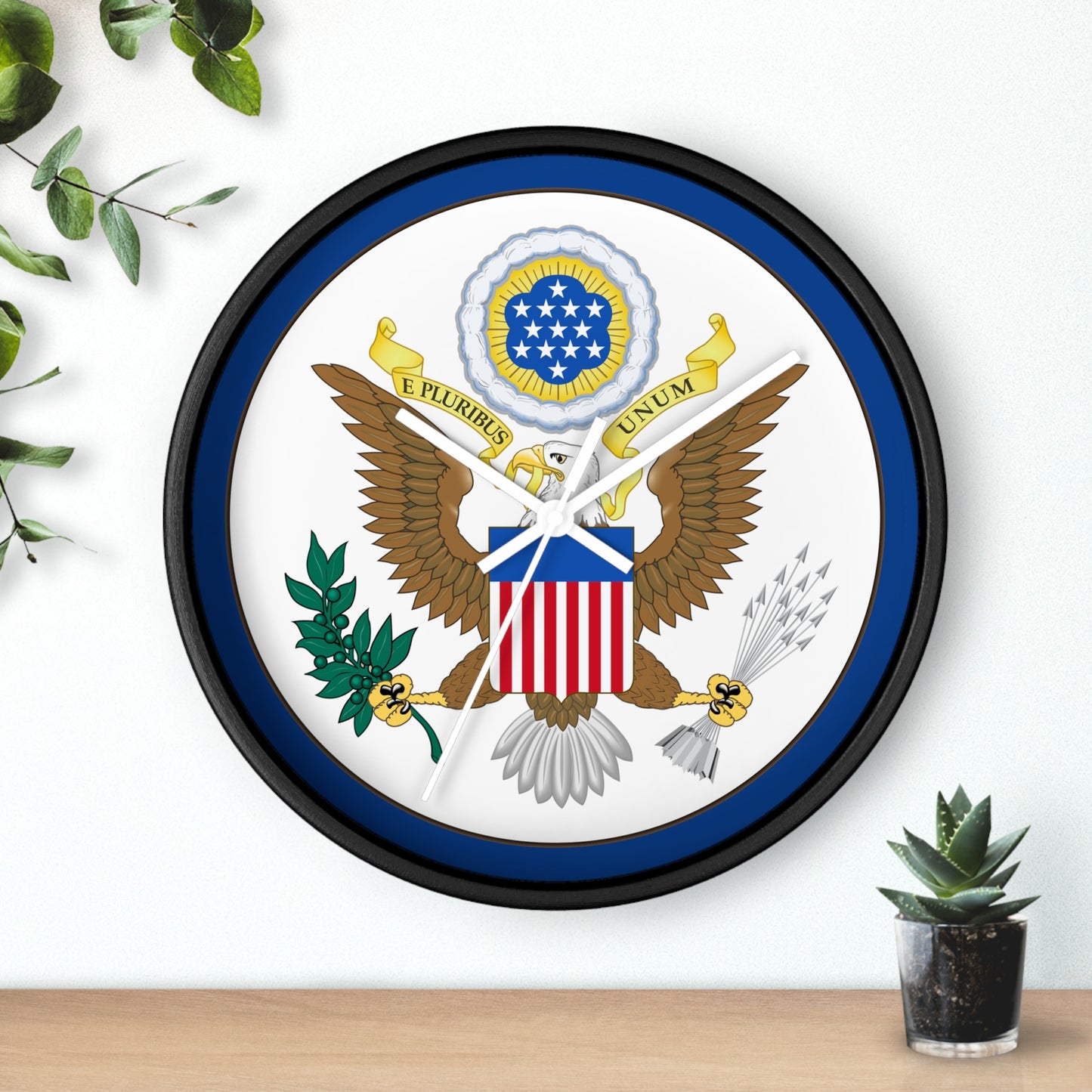 Patriotic Wall Clock with Eagle Seal - Home Decor for Veterans and Patriot
